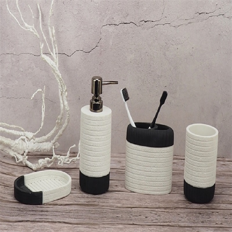 Accesorios de cuarto de baño de resina de doble color blanco y negro de estilo europeo