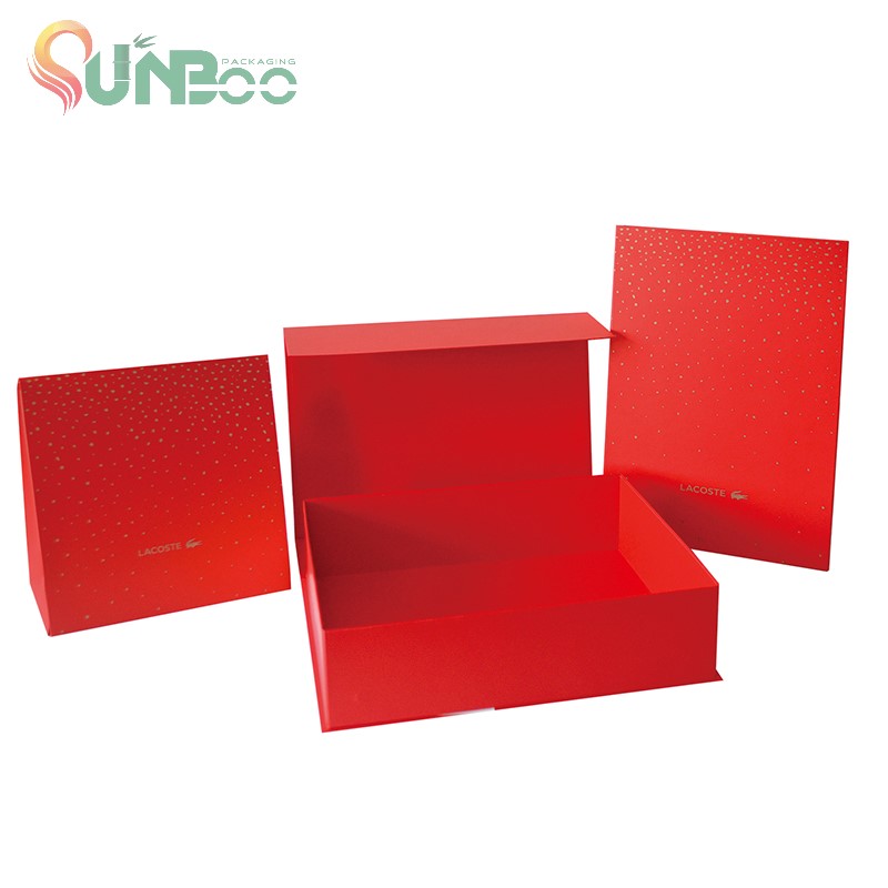 Caja de regalo bonita color rojo de clase alta y plegable-sp-box058