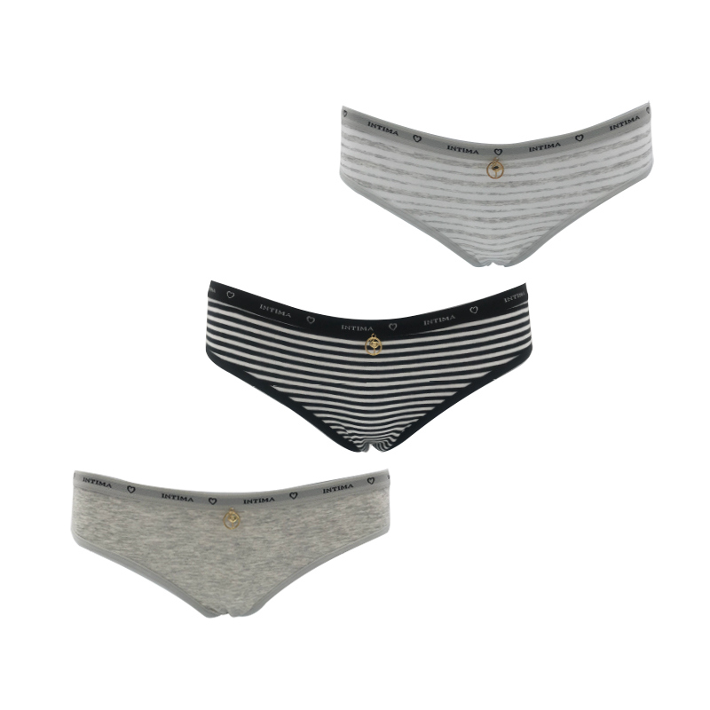 LS-102 Señoras se califican en algodón estirado con jacquard cinturón, gris Mel + hilado rayas teñidas