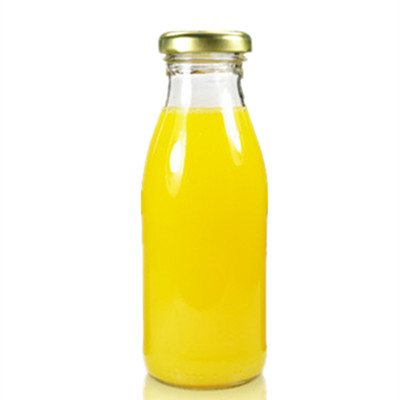 Botellas de vidrio reutilizables redondas de 250 ml para juía y leche.