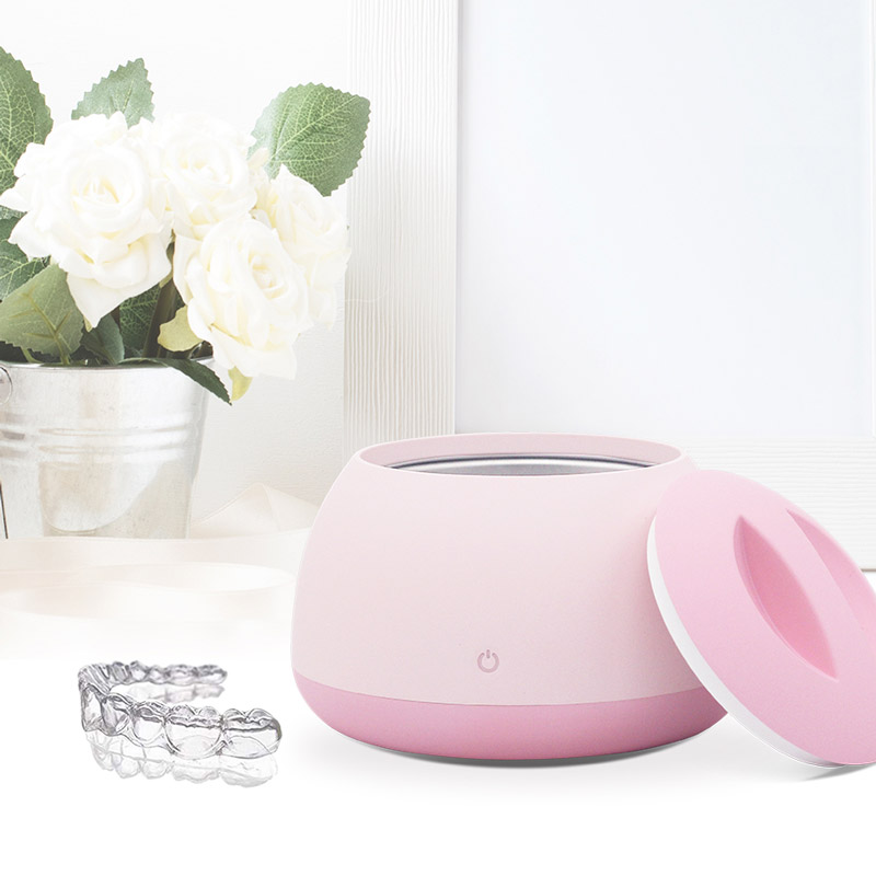 Mini limpiador de ultrasonidos domésticos rosa