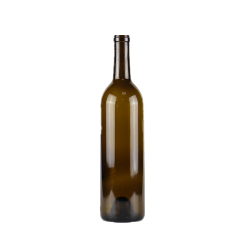 Botellas de vino vacío de 750 ml de ámbar con corchos.