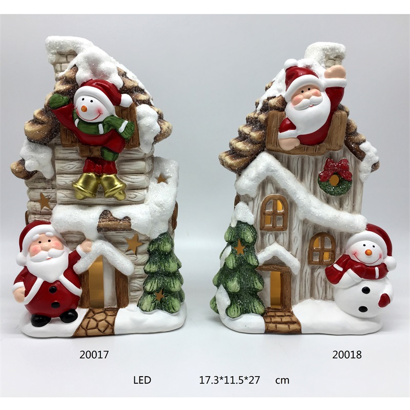 Casa de cerámica de Navidad Santa con color clásico LED LED
