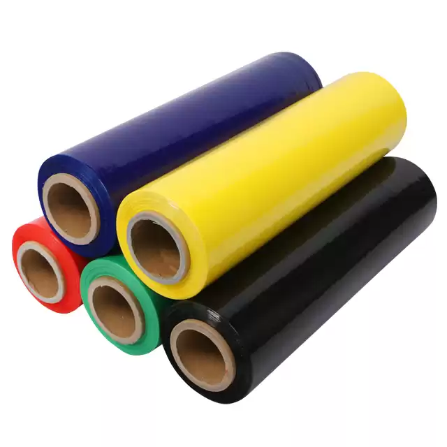 Película de estiramiento coloreado personalizado de LLDPE para protección contra envoltura de paletas