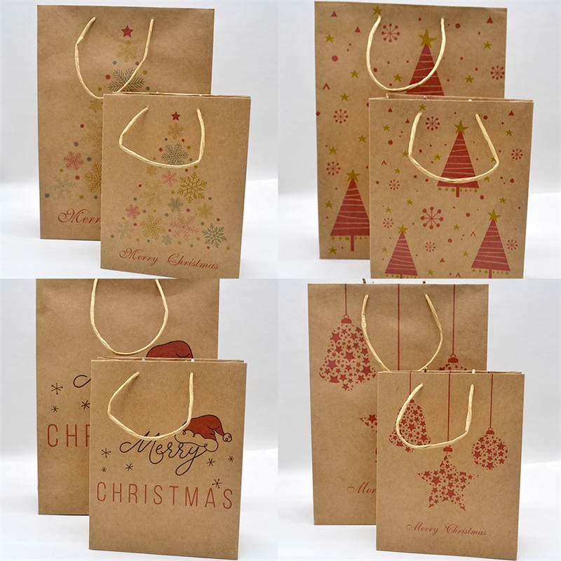 Bolsa de papel kraft con diseño de Navidad.