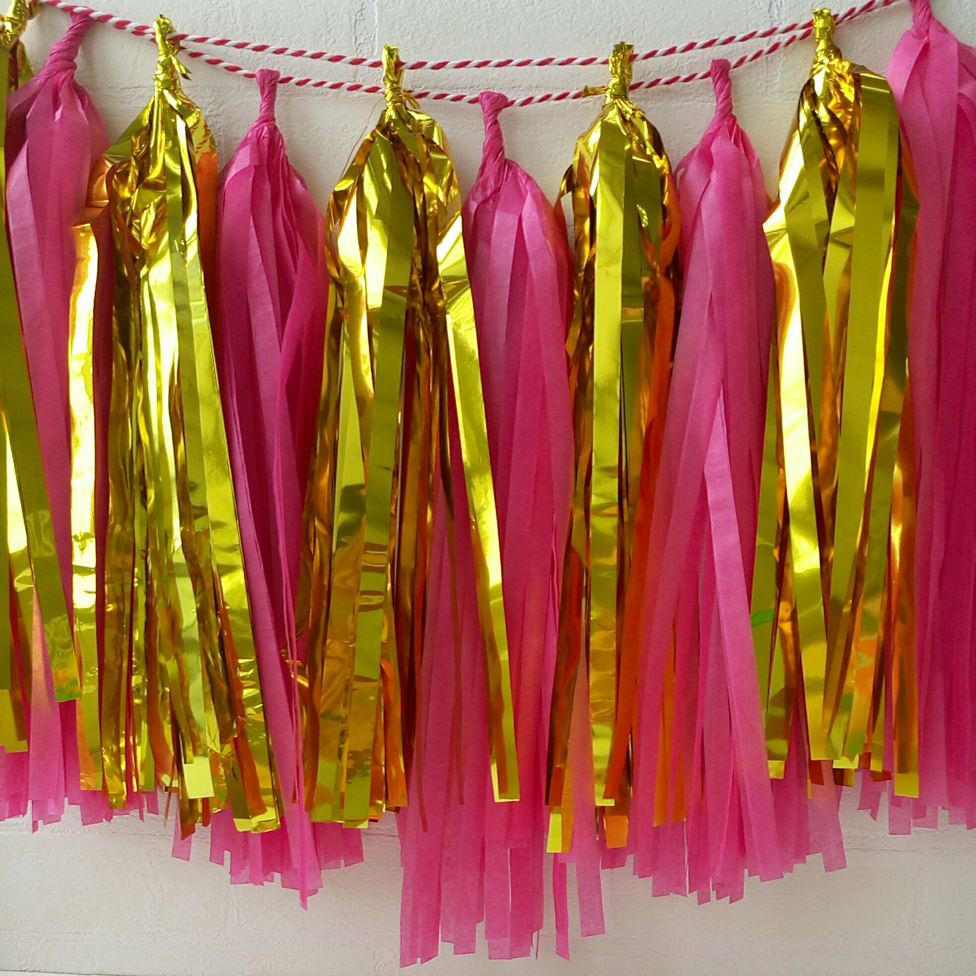 Umiss Gold and Pink Tassel Garland Colgando Decoración de papel para suministros de fiesta de ducha nupcial