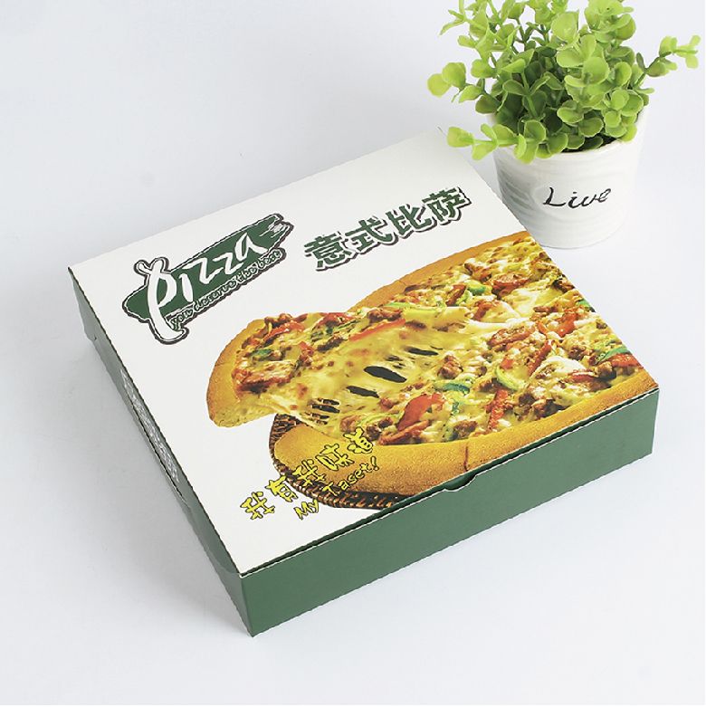 Soporte de diseño Caja de embalaje de pizza verde personalizada al por mayor para la venta