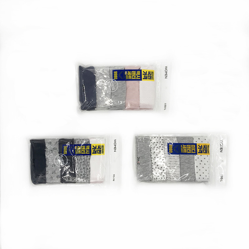LS-106 Señoras se califican en algodón suave con banda elástica de lujo, sólido + impresión, paquete de 5