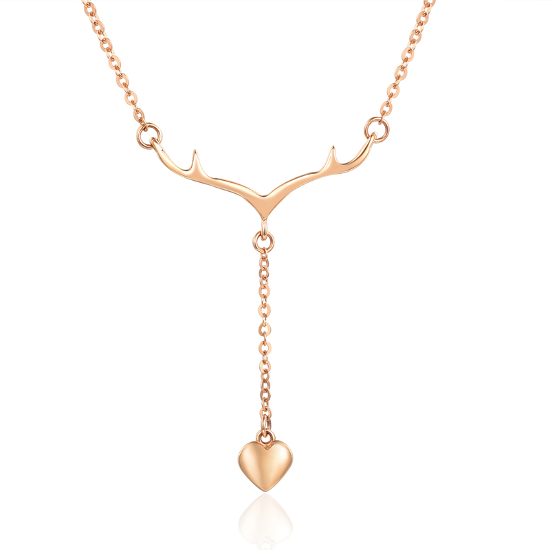 Collar de joyería de oro rosa de Elk 18k con colgante de corazón para mujeres
