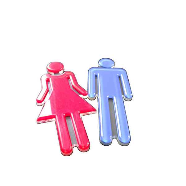 Etiqueta engomada de la pared Logotipo de acrílico creativo personalizado Muestra de baño masculino o femenino