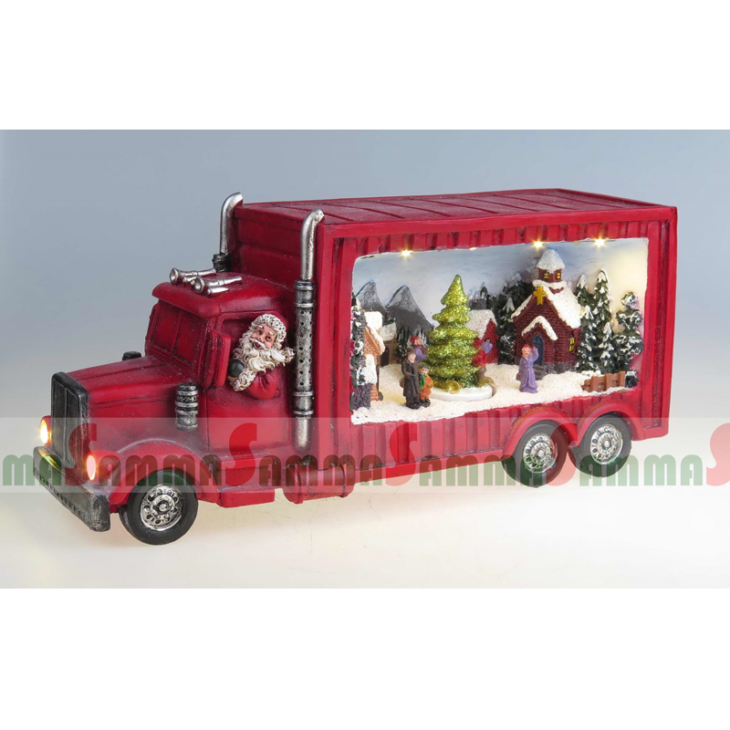 Camión con escena de Navidad, árbol de giro, LED encendido.