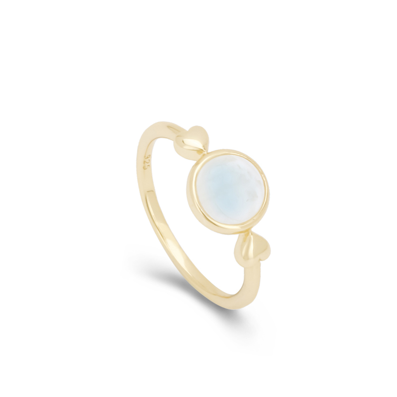 Sweetheart Moon Ring Strerling Silver Gold Vermeil
