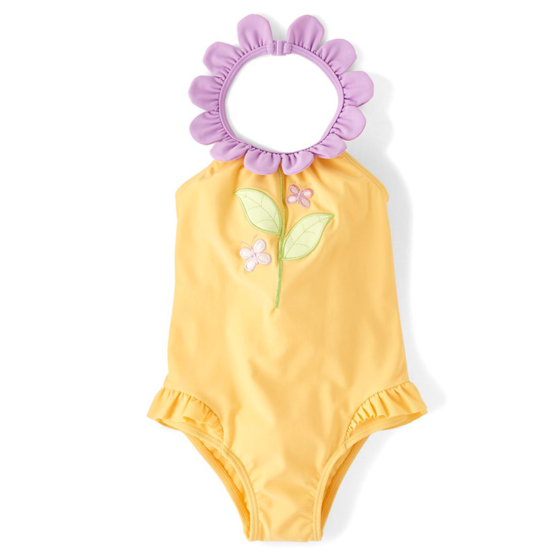 Mariposas bordadas de niña y traje de baño de una sola pieza
