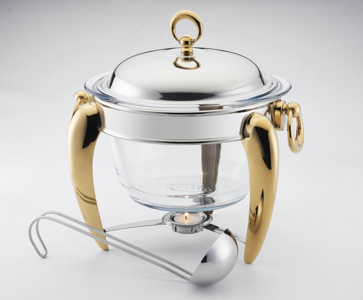 KD610G Calentador de sopa de comida de oro con tazón de vidrio