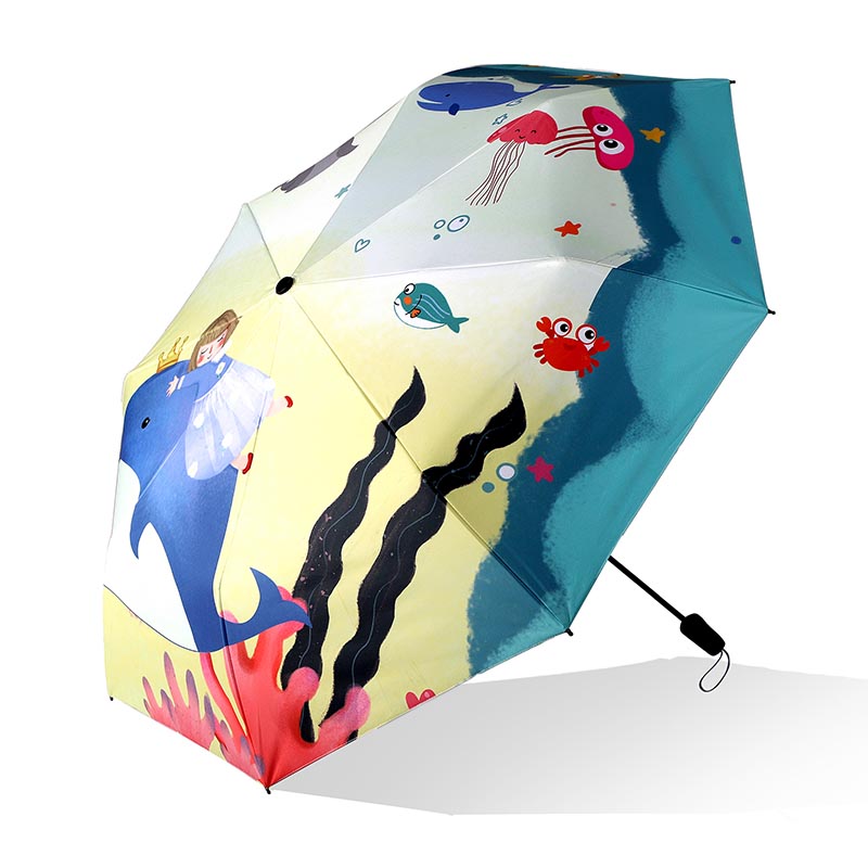 Mujer personalizada fuerte 3 paraguas plegable