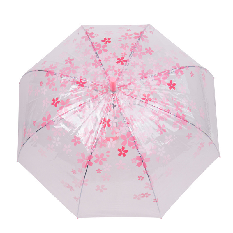 Mango largo recto paraguas transparente floral