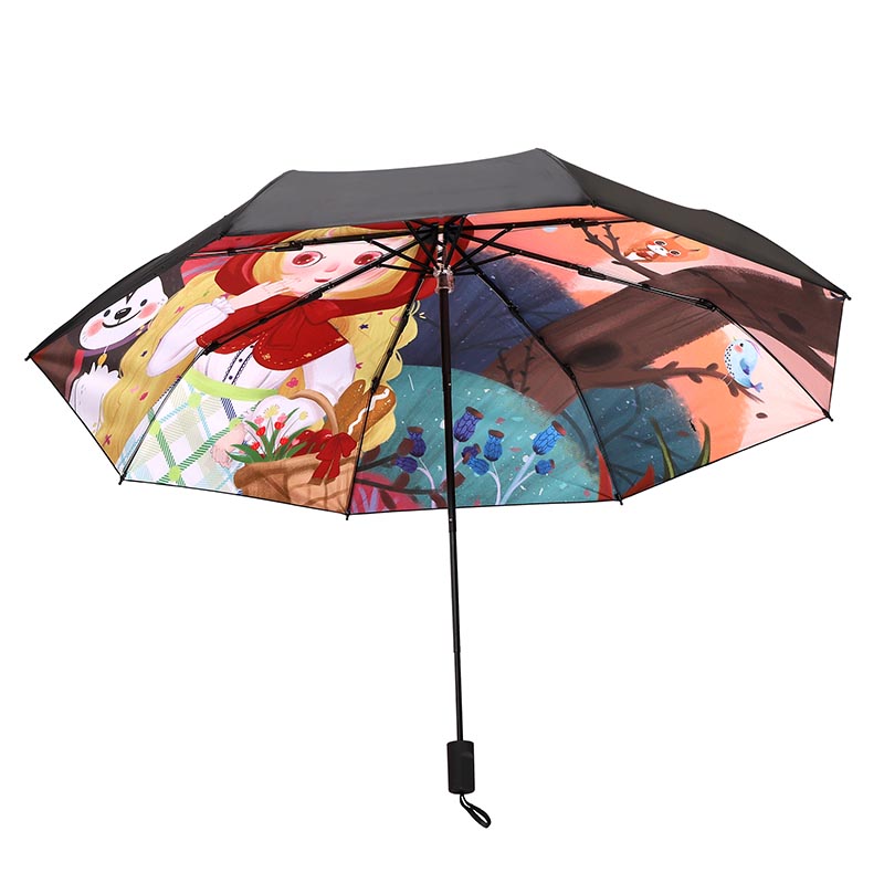 Patrón de dibujos animados Imprimir Viaje UV Lluvia plegable Umbrellas