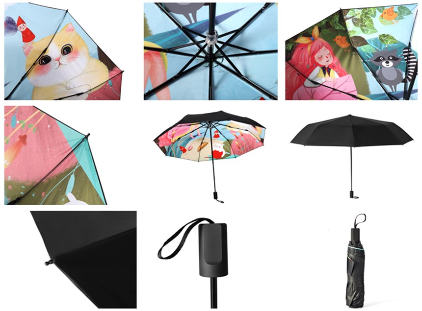 Wood Elf printed folding umbrellas