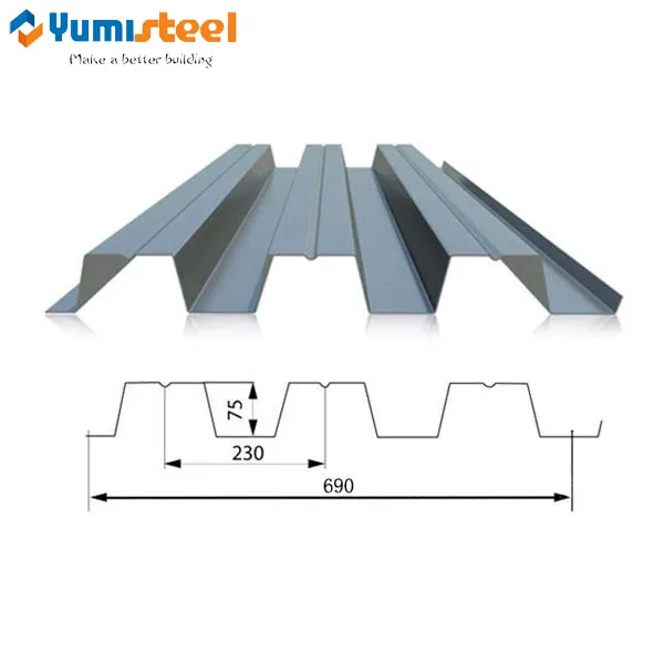 Hoja de cubierta de piso de metal corrugado galvanizado para la construcción de edificios
