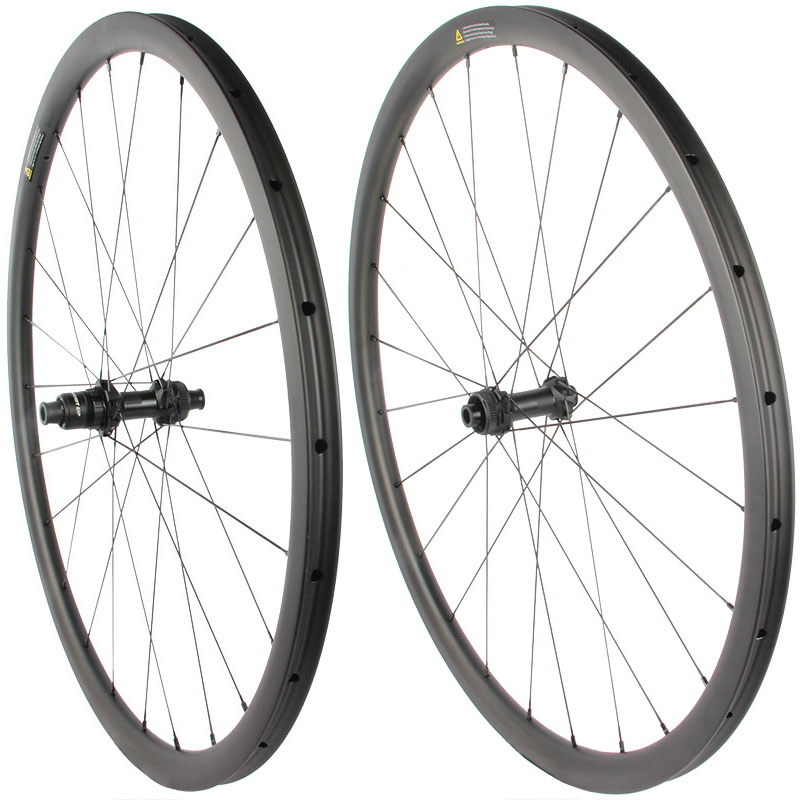 Juego de ruedas de disco de carbono 700C bicicleta de carretera 28mm de ancho freno de disco Tubular de carbono
