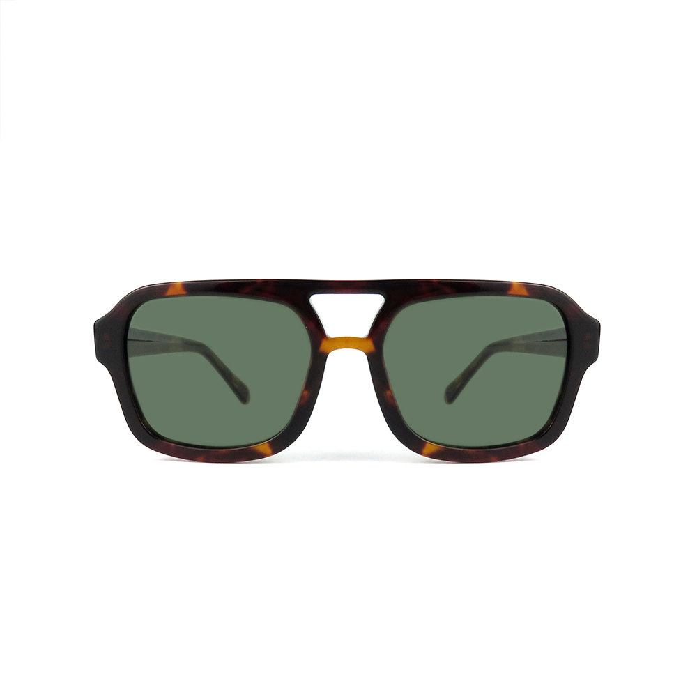 Moda de lujo 2022 Gafas de sol de acetato Color tortuga Gafas de sol cuadradas de aviación con lentes de nailon Lente TAC verde polarizado