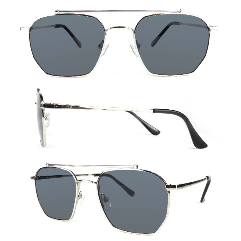 Gafas de sol con montura metálica para hombre y mujer, lentes de sol de aviación, venta al por mayor, OEM, con logotipo, PC, UV400, personalizadas, 2022