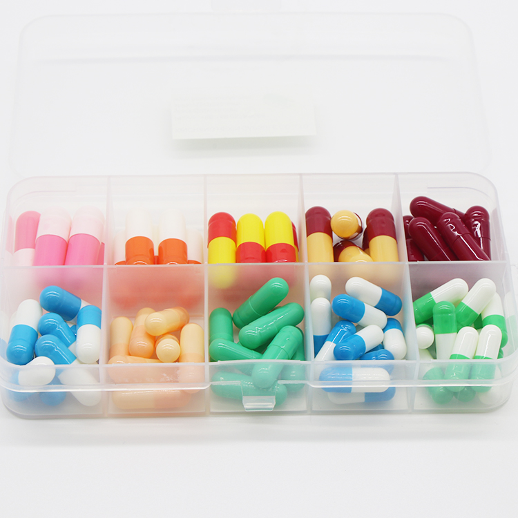 Cápsulas de gelatina vacías de color personalizadas, tamaño 0