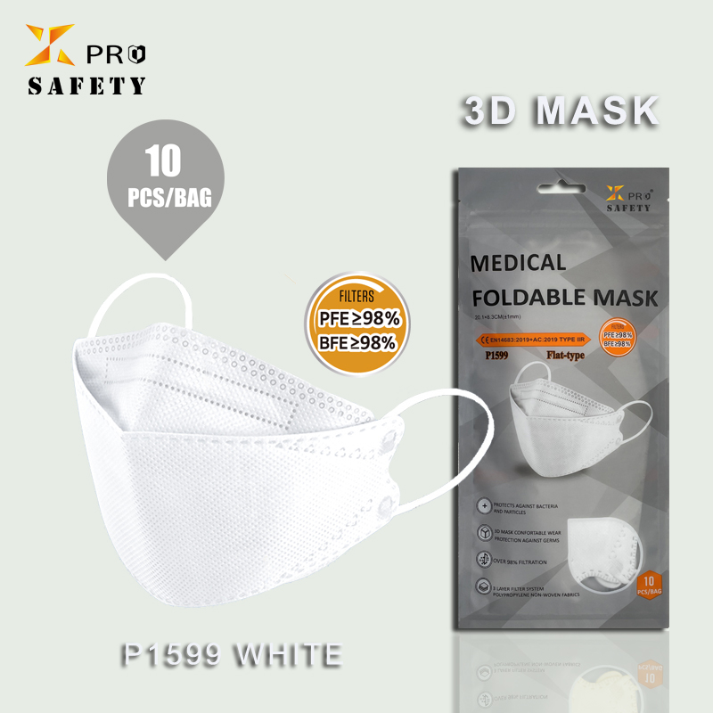Mascarilla estereoscópica 3D no tejida desechable para adultos, respirador facial blanco de alta protección, venta directa de fábrica, 10 unidad/bolsa