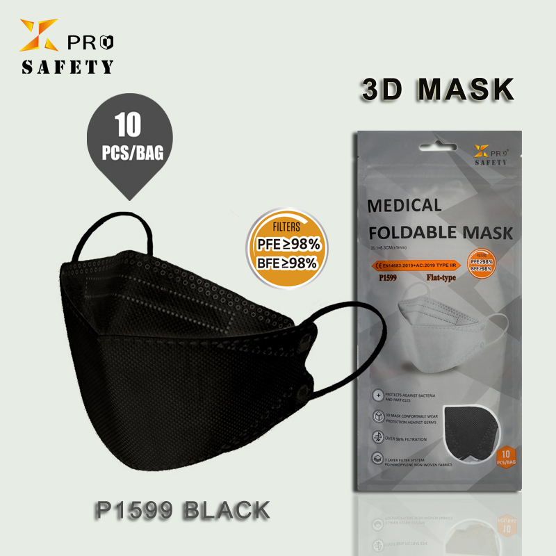 Seguridad del negro 10PC/Bag de la mascarilla 3D del nuevo producto 4 capas de protección hechas en mascarilla del PPE