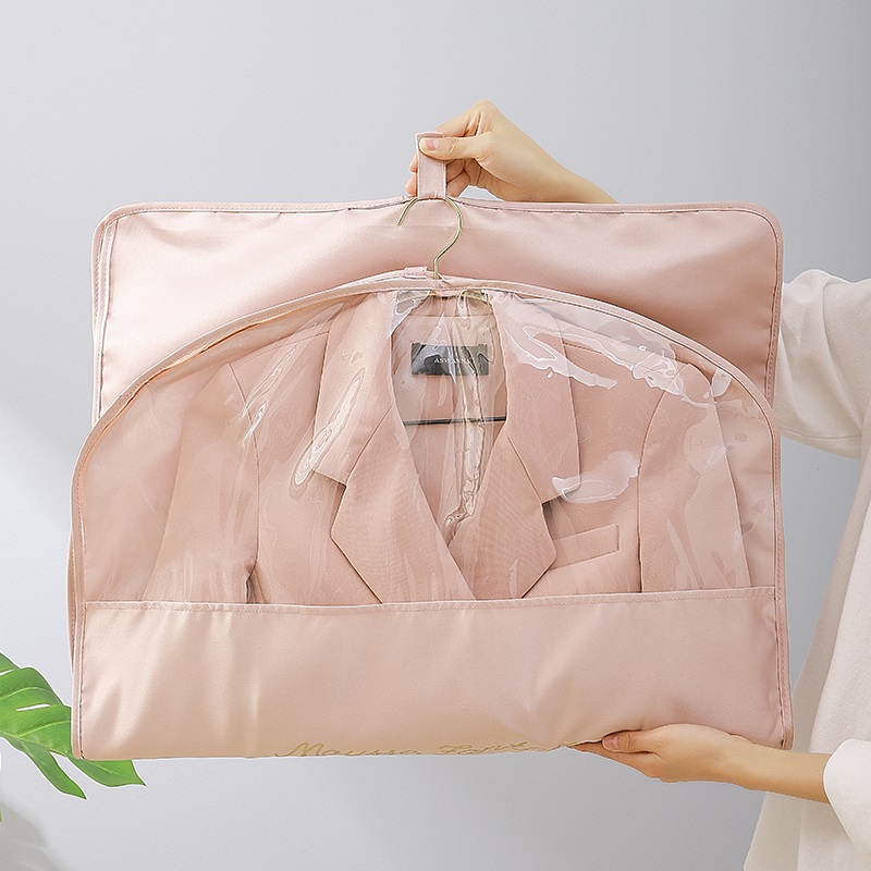 Bolsa de ropa plegable práctica, bolsa de embalaje de ropa con logotipo personalizado, bolsa de ropa a prueba de polvo