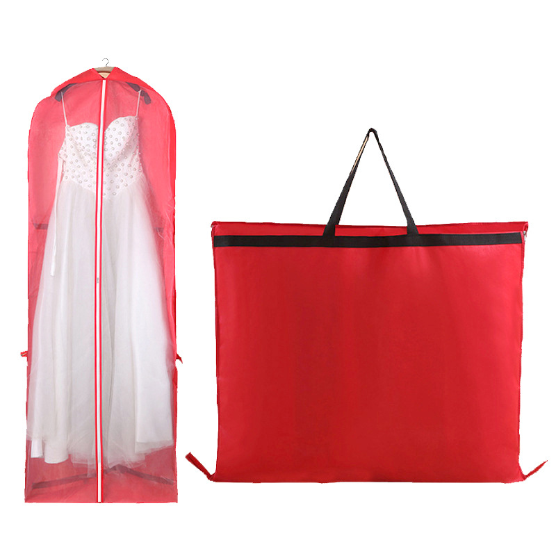 Vestido de novia no tejido, cubierta a prueba de polvo, bolsa de almacenamiento de ropa, cubierta a prueba de polvo, bolso doble doblado