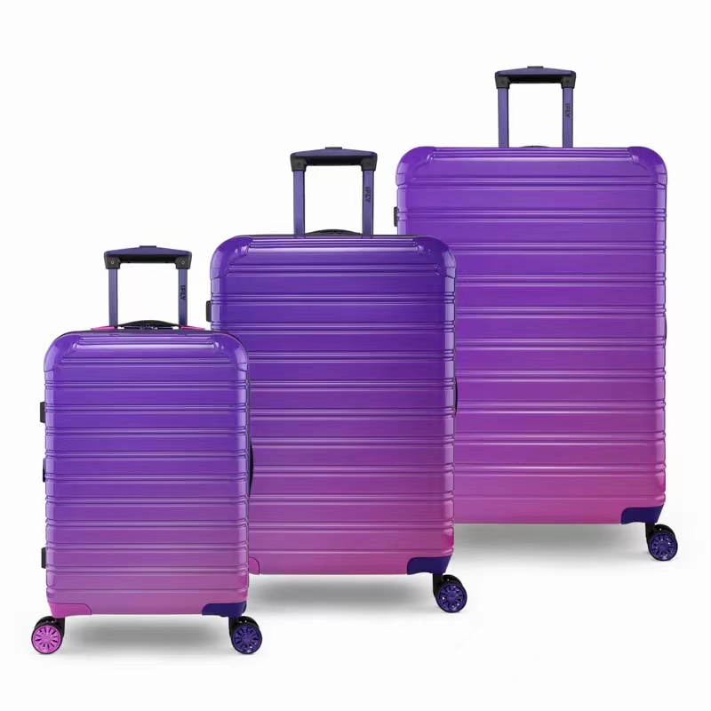 Maleta universal del viaje de las ruedas del equipaje 2022 de la carretilla del púrpura del gradiente hermoso del equipaje al por mayor 360