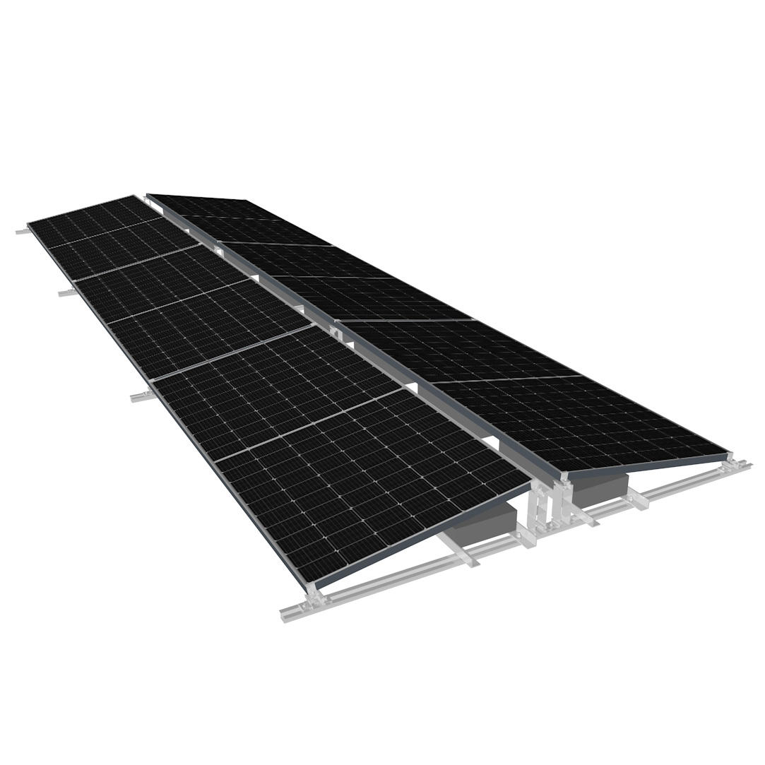 Fábrica solar de montaje en suelo con lastre de techo plano
