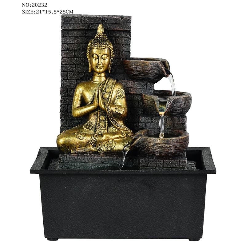 Fuente de agua religiosa de Buda de sobremesa de resina muy bonita de varios estilos para decoración de interiores a la venta
