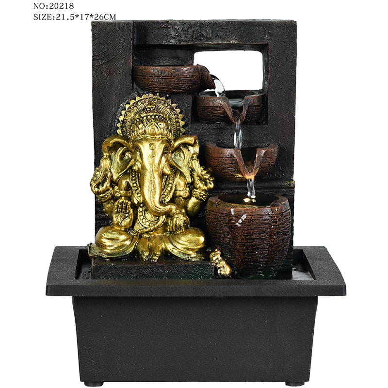 Fuente de agua religiosa de mesa de Buda de resina de piedra natural de varios estilos al por mayor para decoración interior