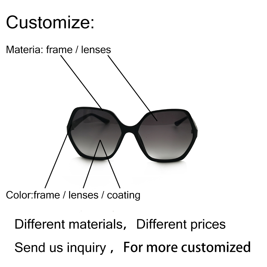 2023 gafas de sol de gran tamaño de la moda, gafas de sol de alta calidad para mujer, gafas de sol personalizadas con logotipo de alta definición
