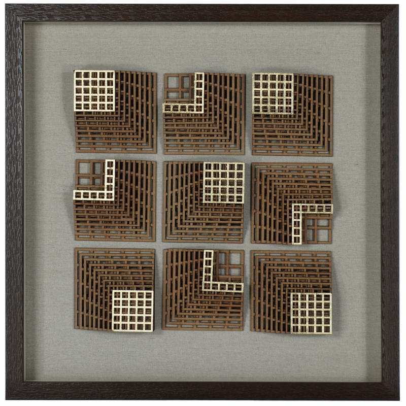 Decoración de pared de caja de sombras tallada en madera 3D abstracta/decoración del hogar/arte de pared 56107
