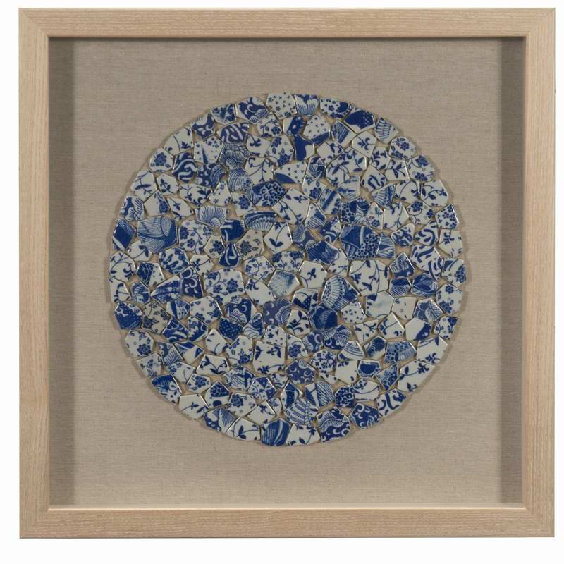 Placa de cerámica destrozada azul Caja de sombras Decoración de pared /Decoración del hogar/Arte de pared 30153A