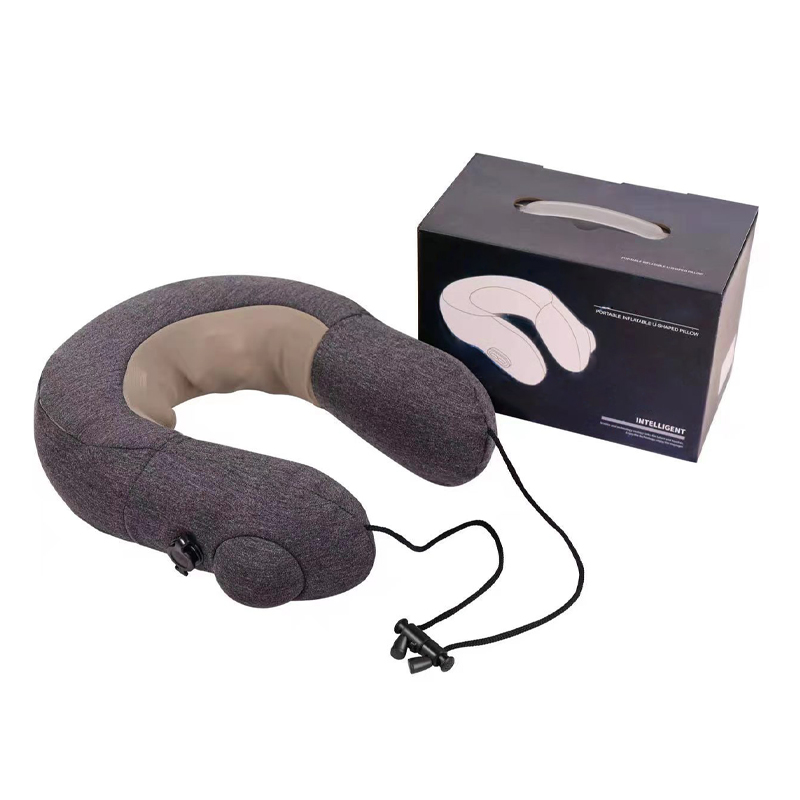 Almohada de masaje de viaje plegable Shiatsu con soporte para el cuello inteligente en forma de U inflable portátil inalámbrico con Cable USB
