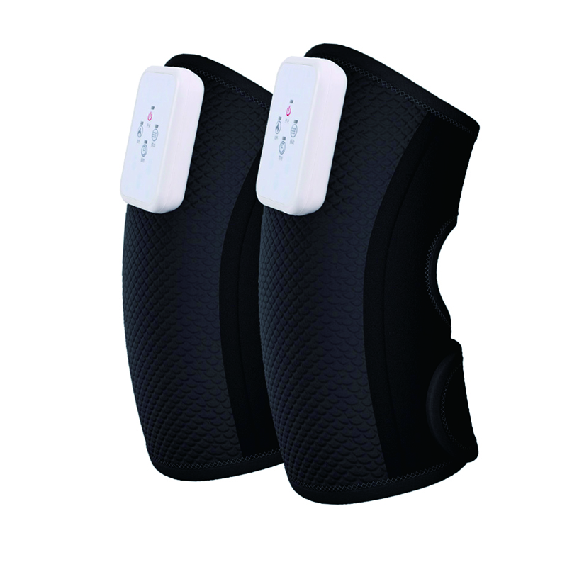 Nuevo estilo inalámbrico de fibra de carbono calefacción vibración lavable soporte de articulación doble vendaje rodilla masajeador deportes rodilleras