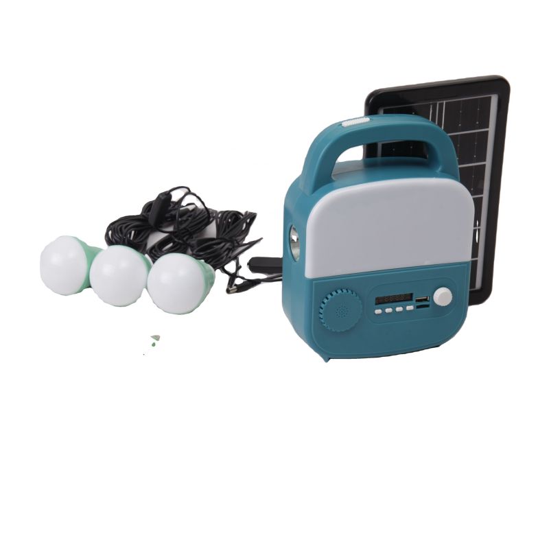 Sistema de iluminación solar portátil con bombilla LED brillante